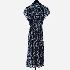 Max Studio Navy Floral Midi Dress Small